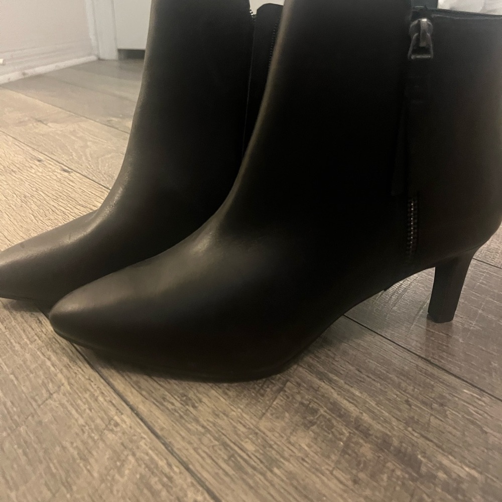 Clarks Black Heeled Leather Ankle Boots - Calla Blossom